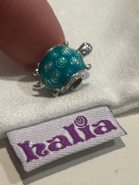 Halia Teal Turtle Charm - Sterling Silver